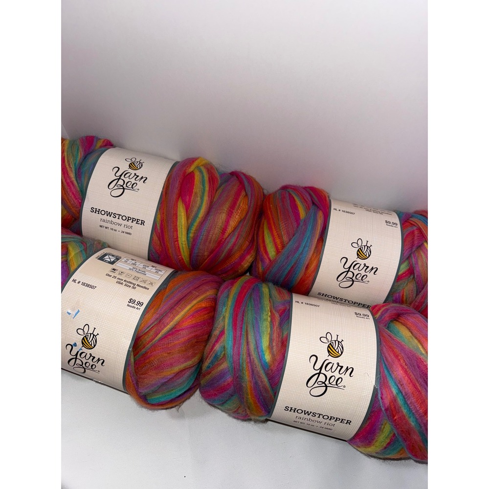 Yarn Bee Showstopper Rainbow Riot Super Bulky Wool Blend Yarn 10oz Lot of 5 - Picture 5 of 5